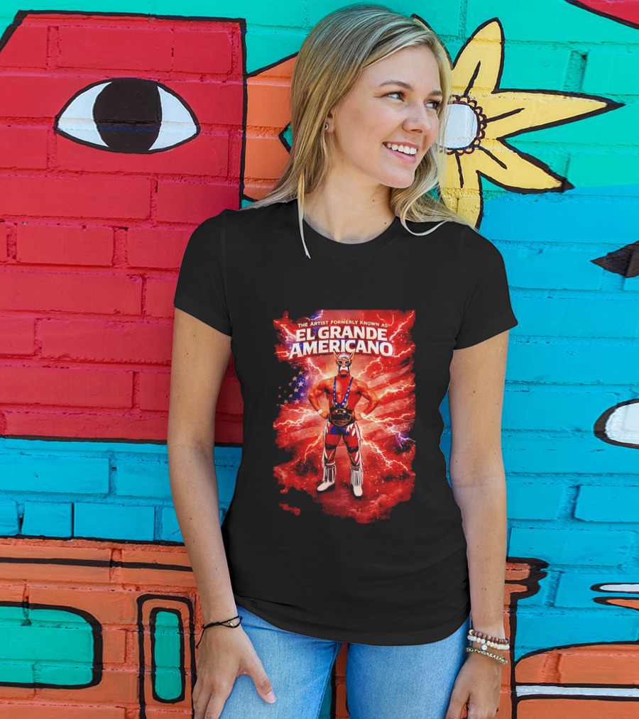 The Artist Formerly Known As El Grande Americano Luchador Flag Lightning T-Shirt