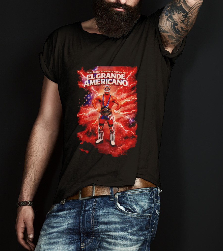 The Artist Formerly Known As El Grande Americano Luchador Flag Lightning T-Shirt