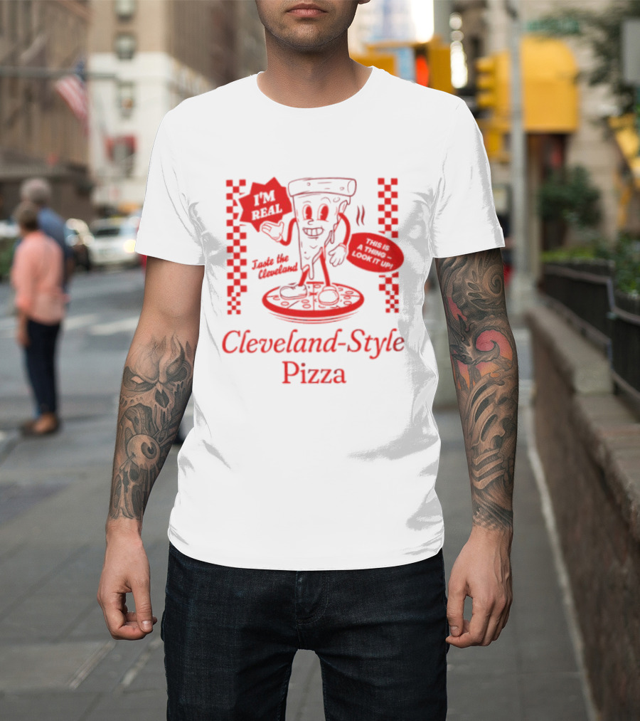Cleveland Style Pizza I'm Hot Retro Football T-Shirt