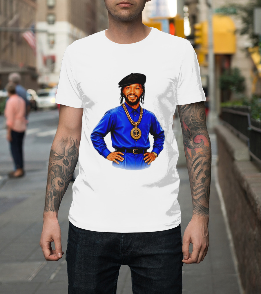 Jalen Brunson NY Knicks Always Business Never Personal Anchor Chain Beret Outfit T-Shirt