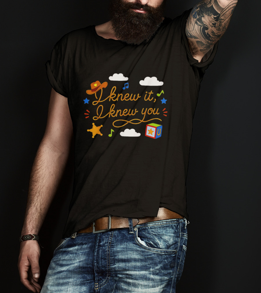 I Knew It I Knew You Western Cowgirl Sheriffs Badge Cowboy Hat Music Notes Blocks T-Shirt
