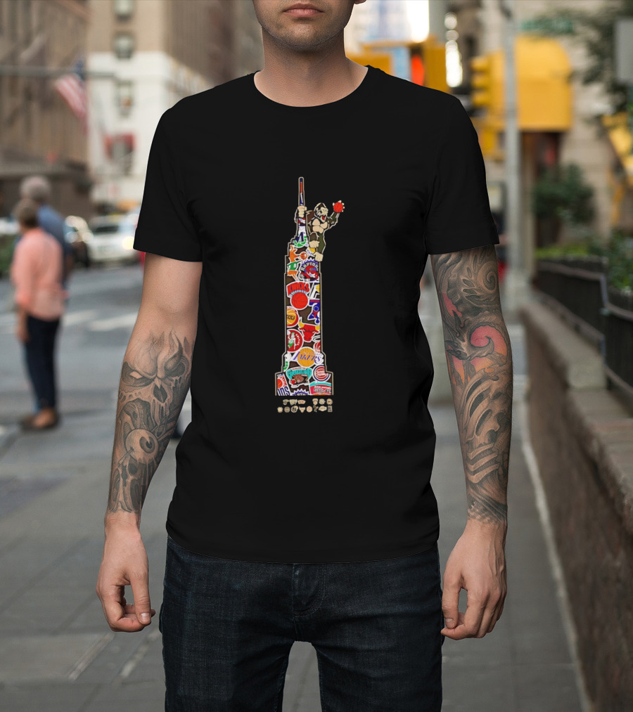 New York Knicks Hardwood Classics King K 2026 NBA Team Logos Empire State Building Gorillas T-Shirt