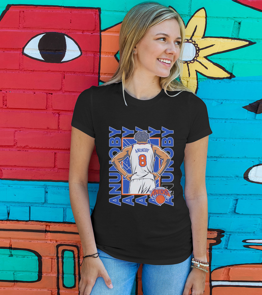 OG Anunoby Number 8 New York Knicks Basketball Icon Repeat T-Shirt