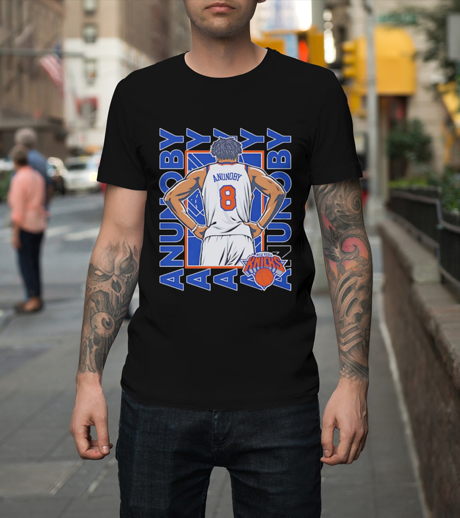 OG Anunoby Number 8 New York Knicks Basketball Icon Repeat T-Shirt