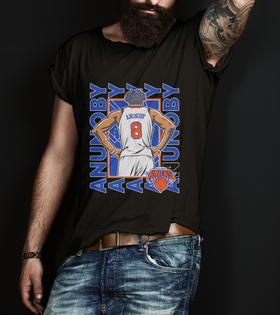 OG Anunoby Number 8 New York Knicks Basketball Icon Repeat T-Shirt