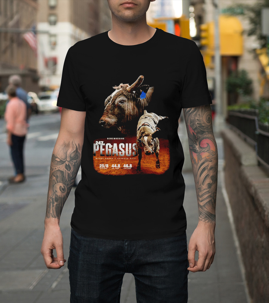 Remembering Pegasus 247 Legendary Rodeo Bull Statistics 25/8 44.8 46.8 T-Shirt