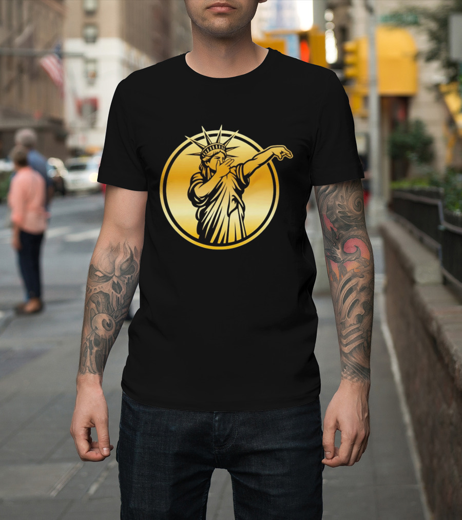 New York Knicks Jalen Brunson Statue Of Liber3 Gold T-Shirt