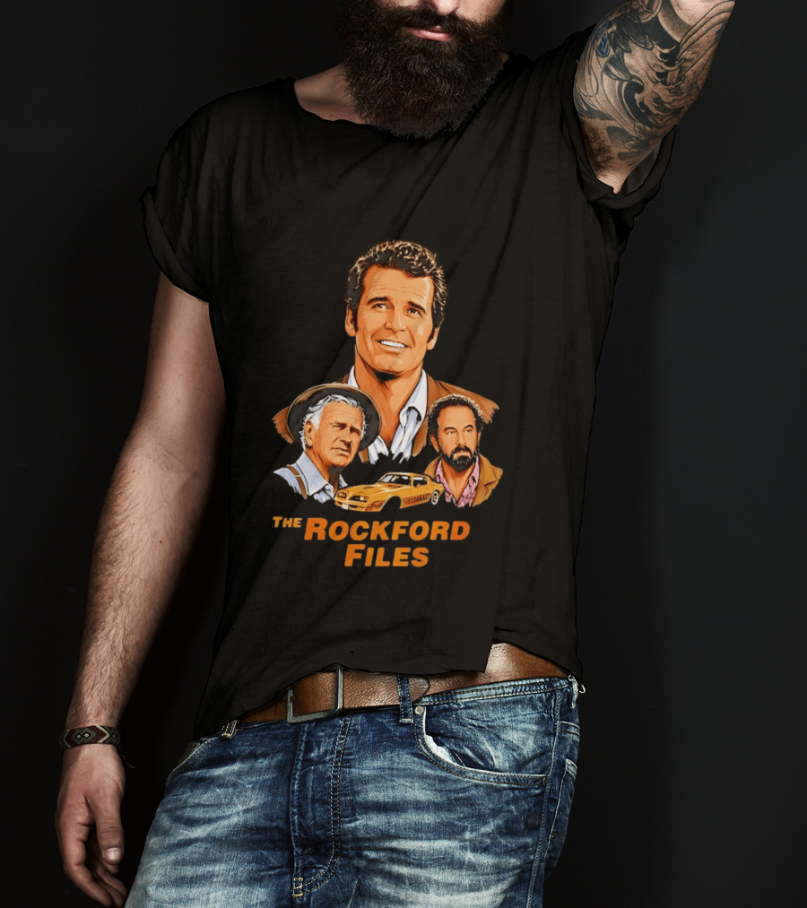 The Rockford Files 1970s James Garner Iconic Cast And Car T-Shirt