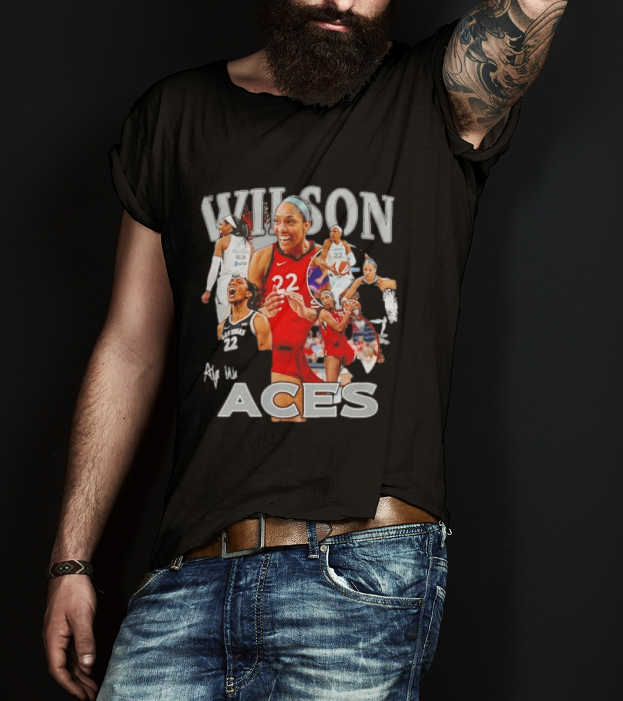 A'ja Wilson Las Vegas Aces Fly With Aces Collage T-Shirt