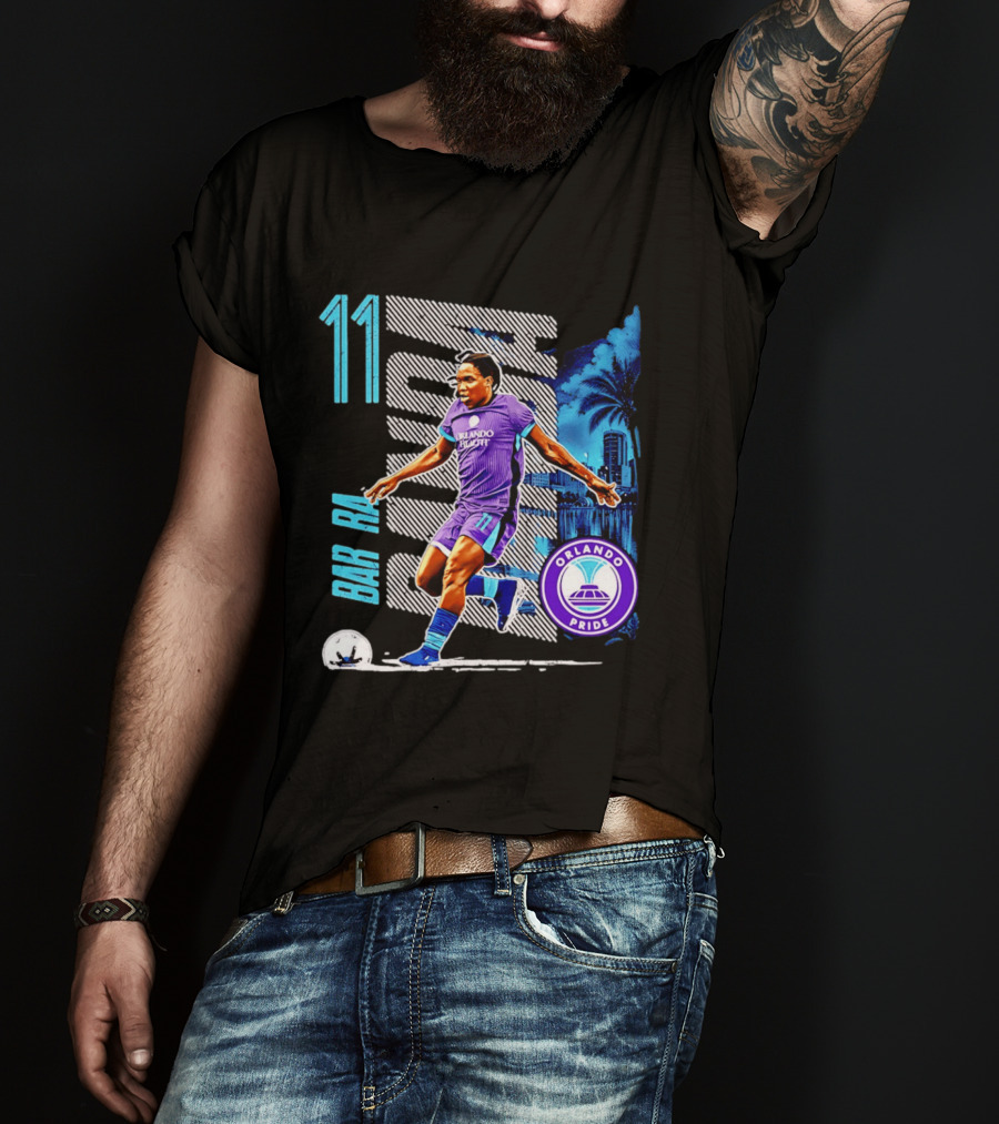 Barbra Banda Orlando Pride Skyline 11 Soccer Blue Palm Trees T-Shirt