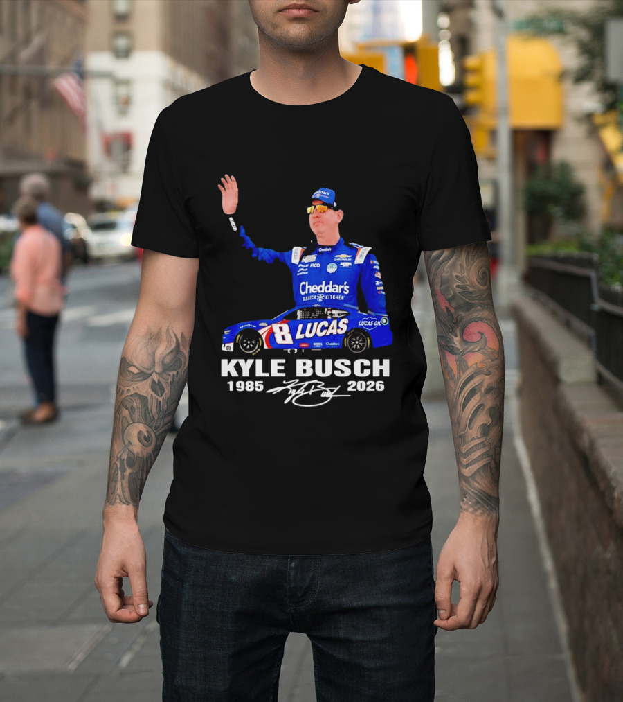 Kyle Busch 1985 2026 Lucas Oil Cheddar's Scratch Kitchen T-Shirt