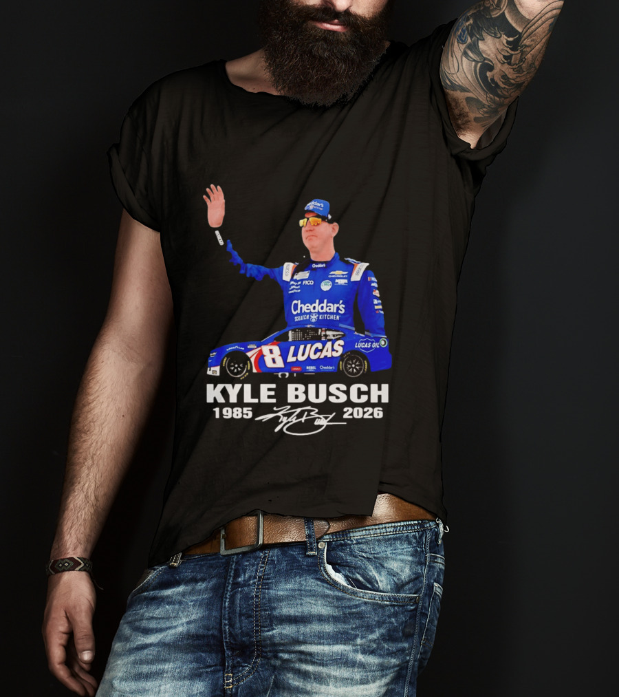 Kyle Busch 1985 2026 Lucas Oil Cheddar's Scratch Kitchen T-Shirt