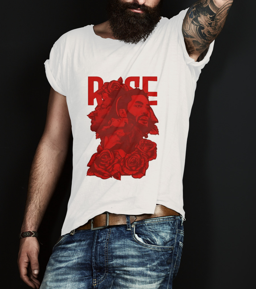 Derrick Rose Red Rose Portrait With Decorative Roses T-Shirt