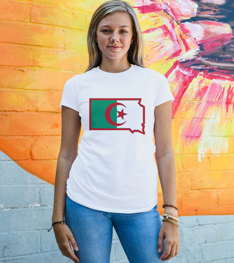 Lawrence Of Algeria Flag State Outline With Crescent And Star T-Shirt
