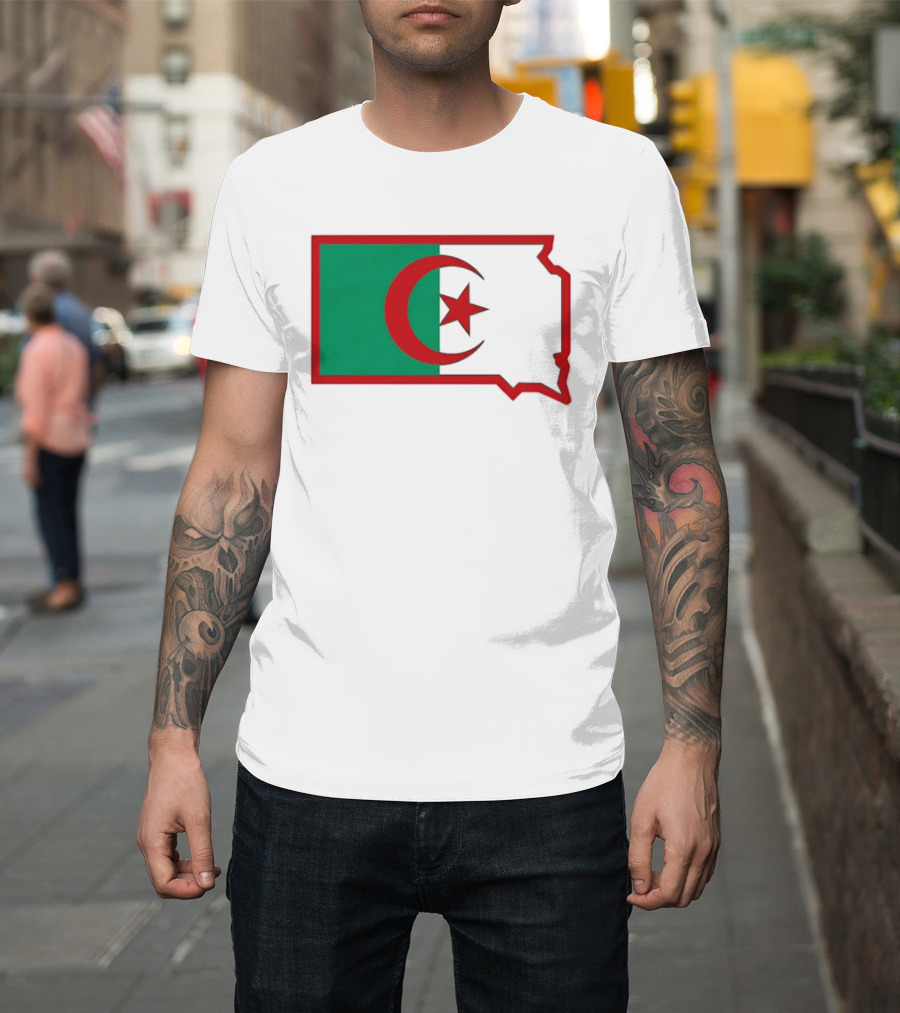 Lawrence Of Algeria Flag State Outline With Crescent And Star T-Shirt