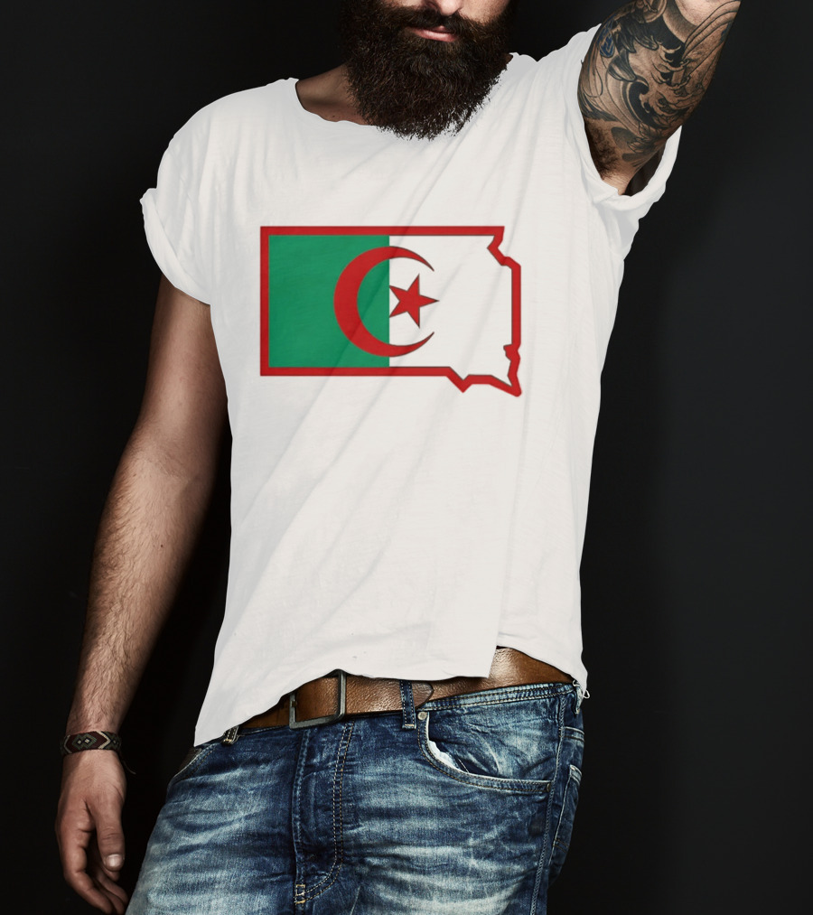 Lawrence Of Algeria Flag State Outline With Crescent And Star T-Shirt