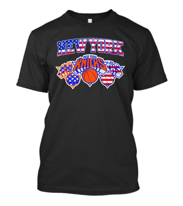 New York Knicks 4th Of July American Flag Basketball Stars And Stripes T-Shirt