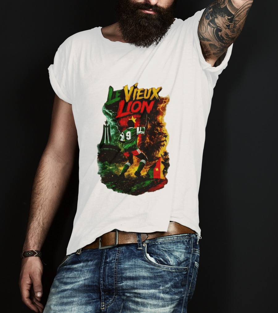 Le Vieux Lion Roger Milla Cameroon Football Icon T-Shirt
