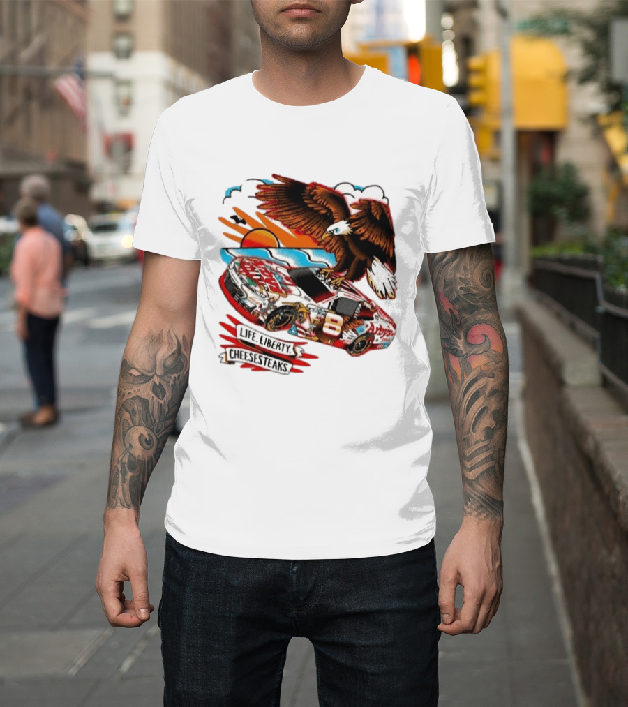 Life Liberty Cheesesteaks Arby's Racing Car Eagle Patriotic T-Shirt