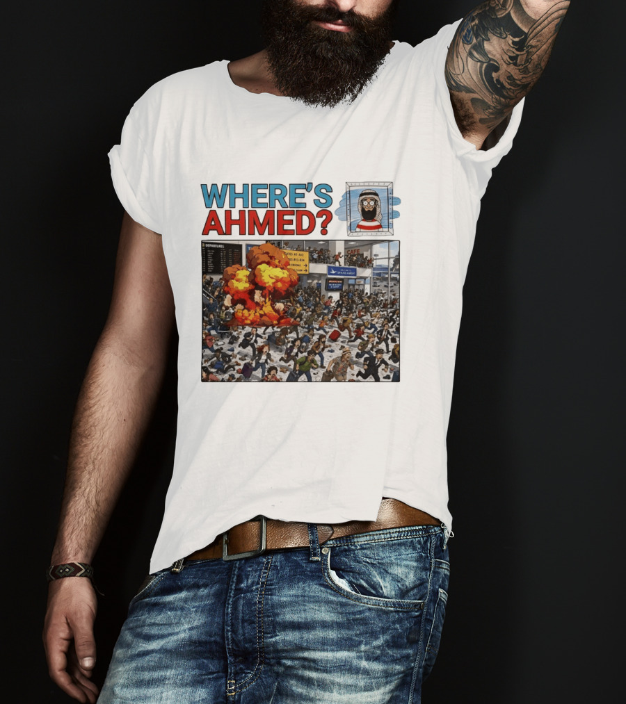 Where's Ahmed September 11 Attacks Cartoon Explosion Scene T-Shirt