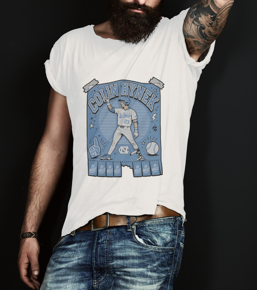 Colin Hynek Tar Heels Baseball Player Pose Go Heels North Carolina #23 T-Shirt