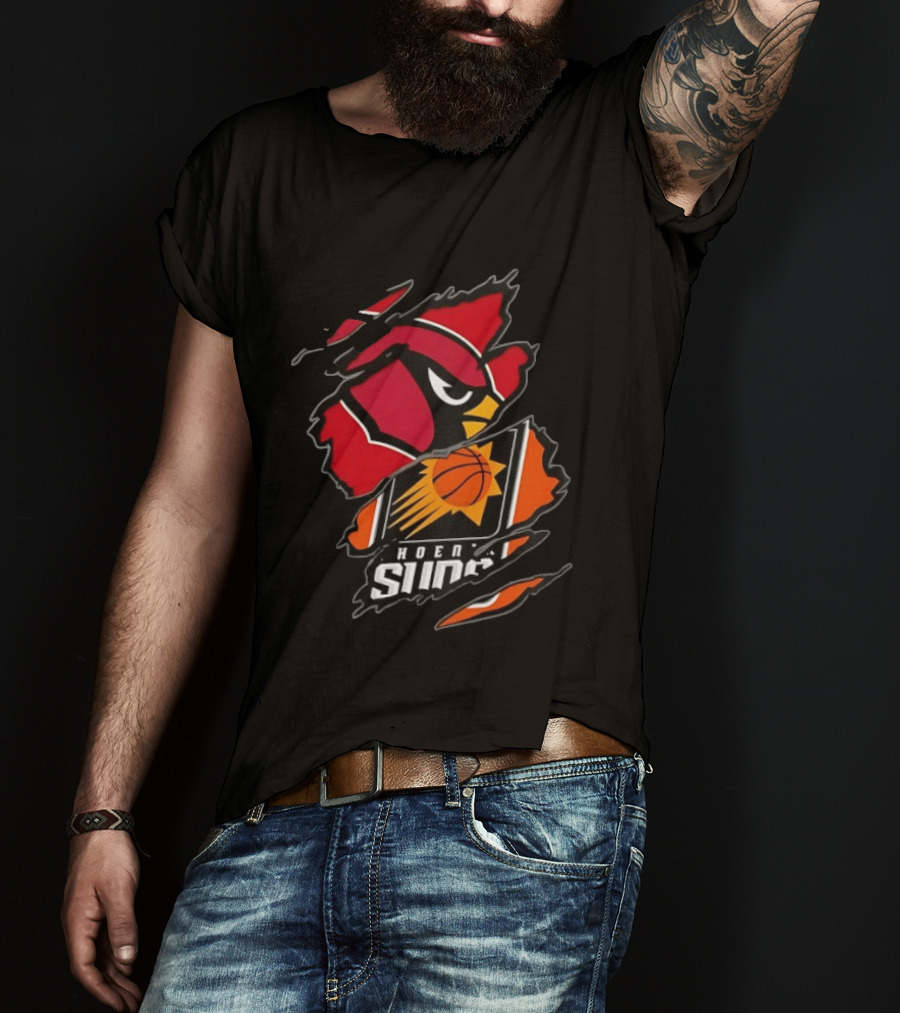 Arizona Cardinals Phoenix Suns Two Teams One Heart Scratch Edition T-Shirt
