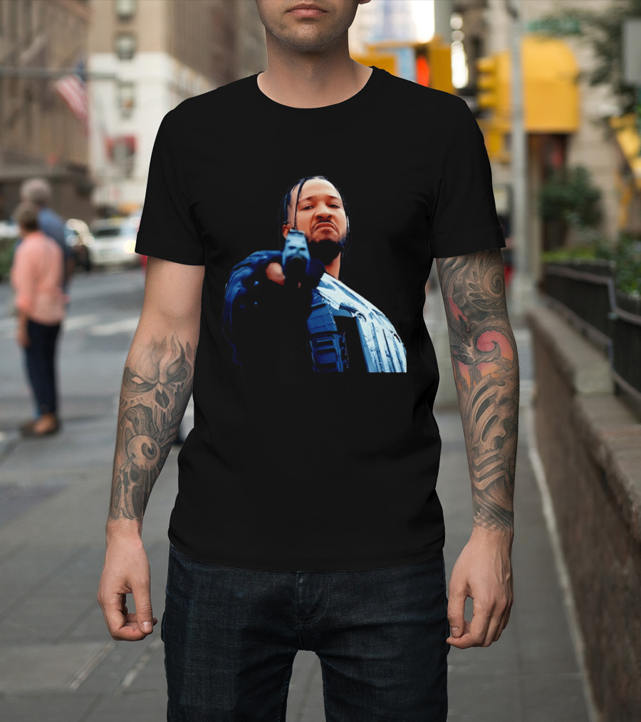 Jalen Brunson Gangster New York Knicks NBA Basketball Gun Image T-Shirt