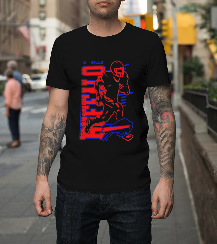 Buffalo Bills Go Bills Football Player Running Action T-Shirt