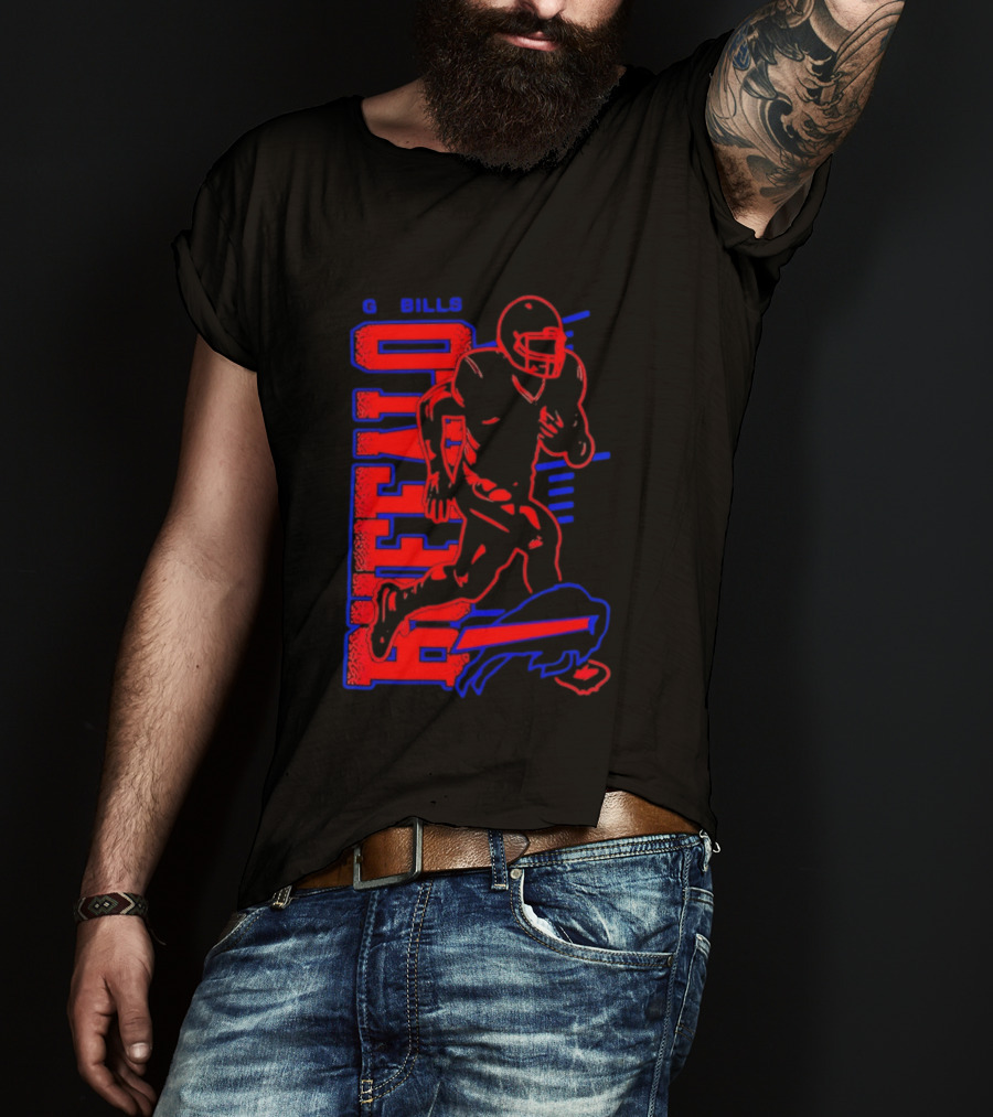 Buffalo Bills Go Bills Football Player Running Action T-Shirt