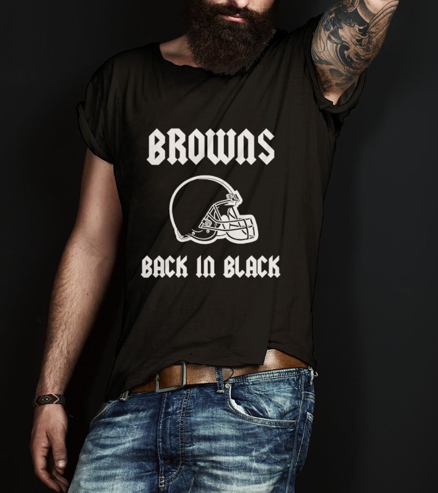 Browns Back In Black Helmet Cleveland Rugby T-Shirt