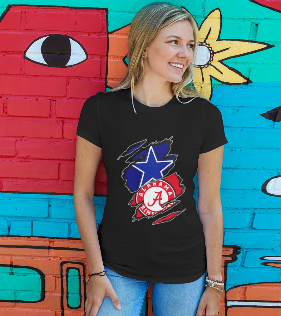 Dallas Cowboys Alabama Crimson Tide Two Teams One Heart Scratch T-Shirt