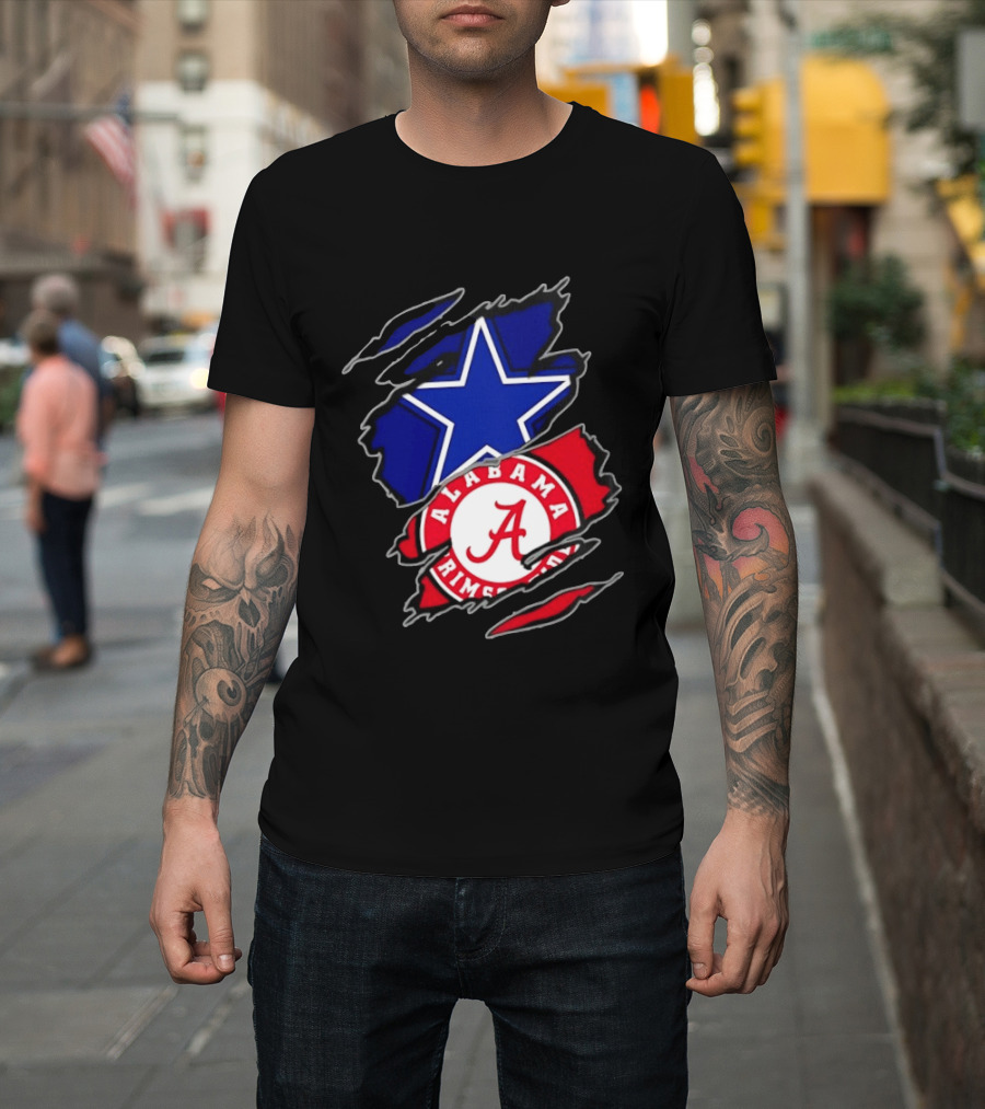 Dallas Cowboys Alabama Crimson Tide Two Teams One Heart Scratch T-Shirt