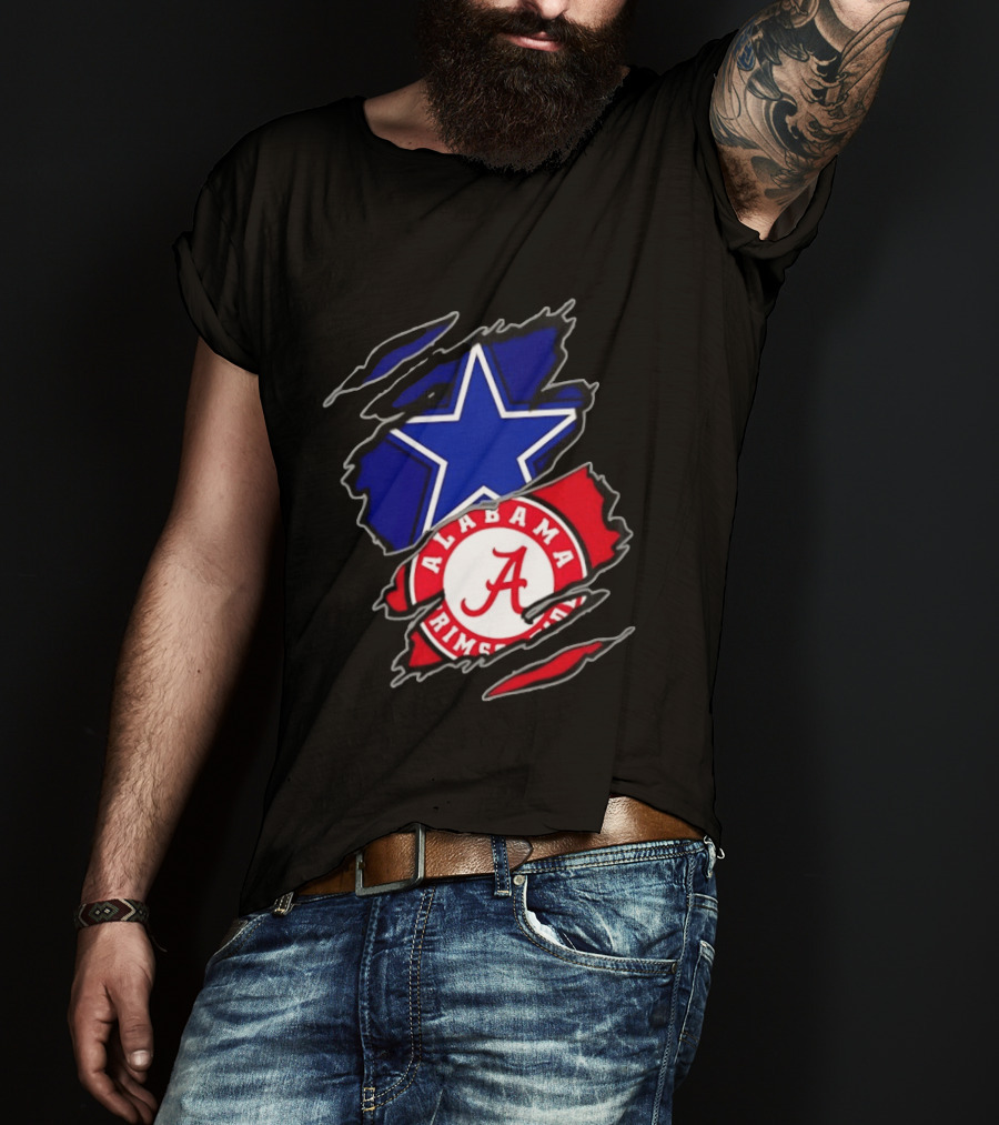 Dallas Cowboys Alabama Crimson Tide Two Teams One Heart Scratch T-Shirt
