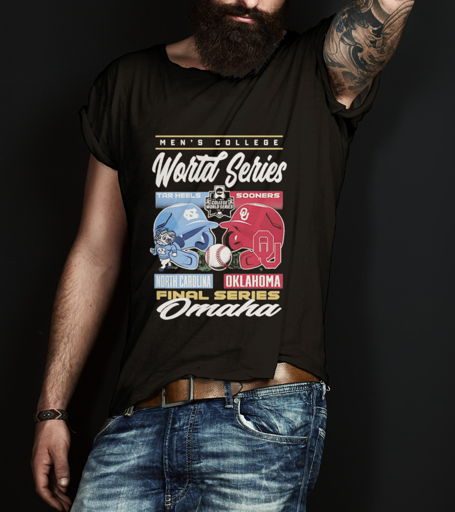 Men's College World Series Tar Heels Sooners North Carolina Oklahoma Final Series Omaha T-Shirt