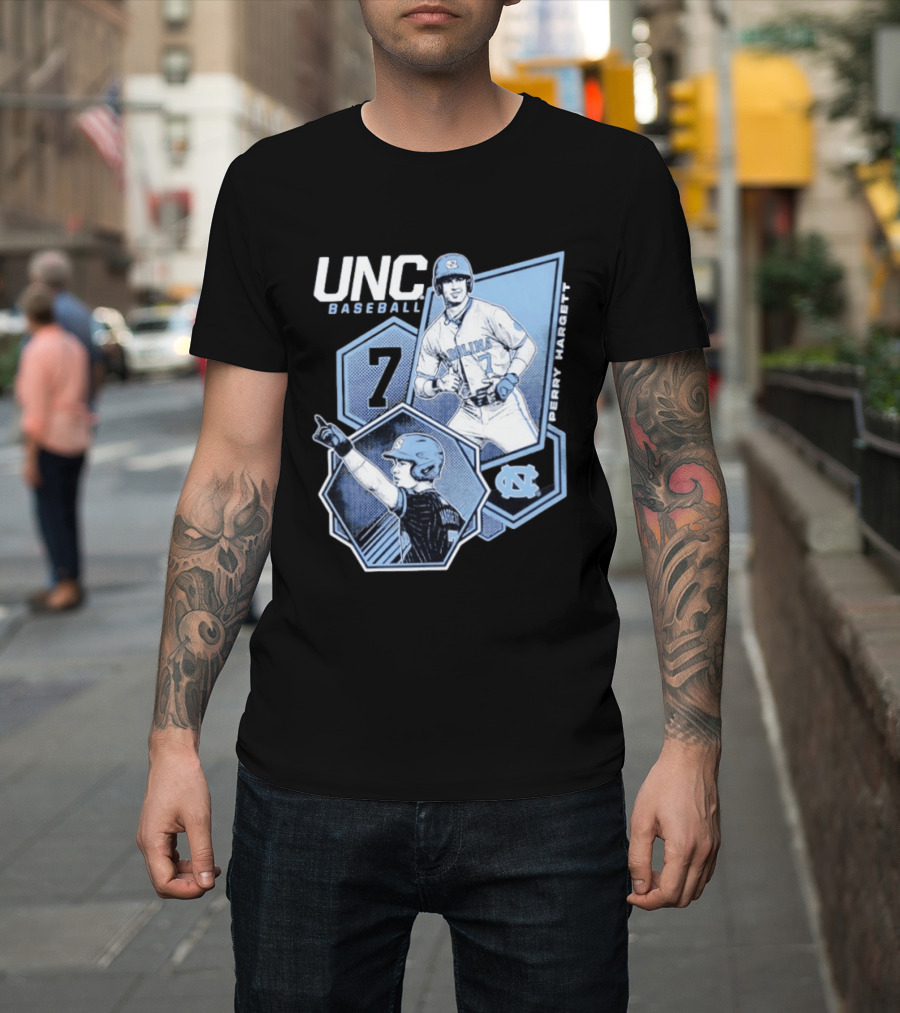UNC Baseball Perry Hargett 7 North Carolina Collage T-Shirt