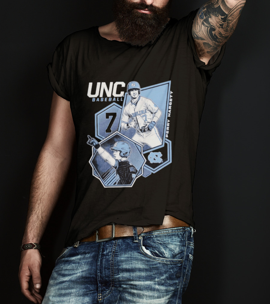 UNC Baseball Perry Hargett 7 North Carolina Collage T-Shirt
