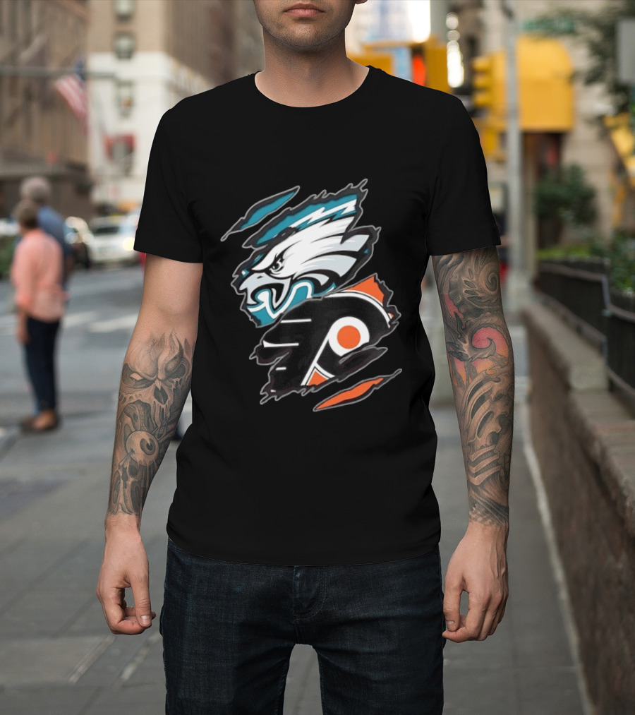 Philadelphia Eagles And Philadelphia Flyers Two Teams One Heart T-Shirt