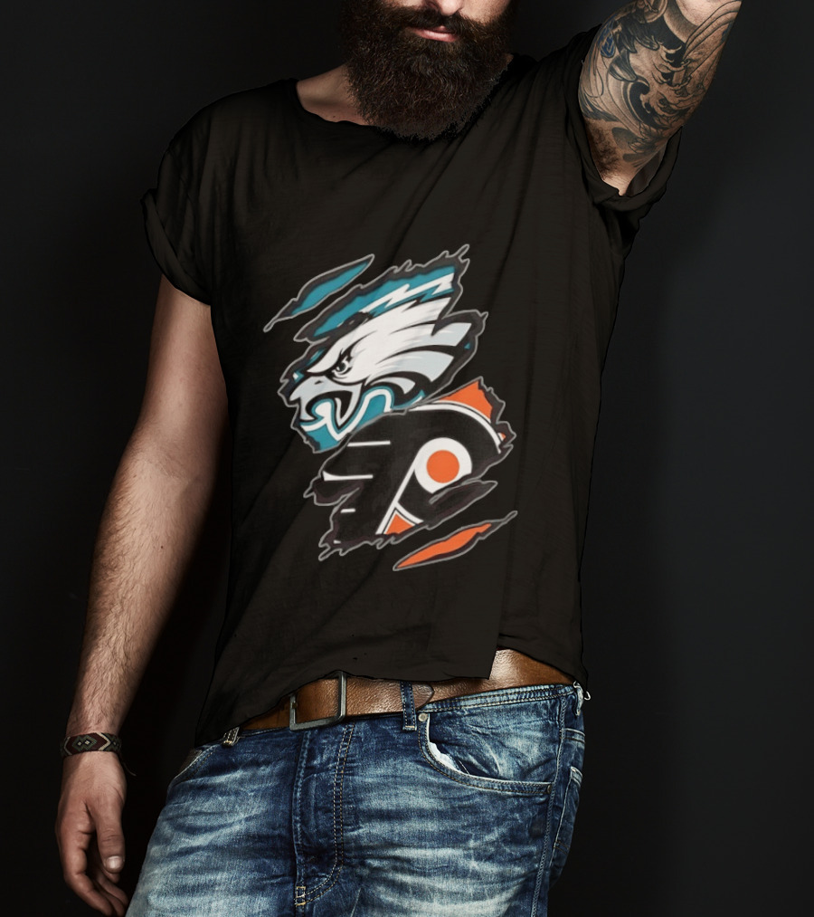 Philadelphia Eagles And Philadelphia Flyers Two Teams One Heart T-Shirt