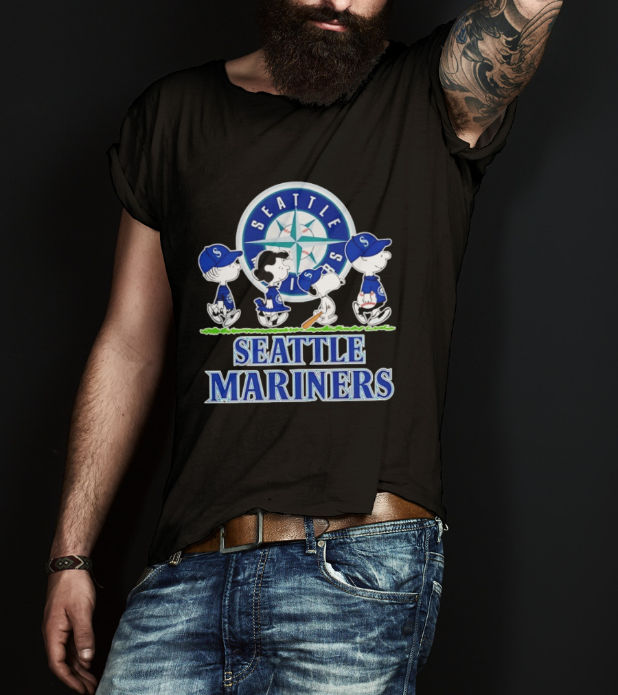 Seattle Mariners Snoopy Charlie Brown Lucy Linus Abbey Road Crossover 2026 T-Shirt