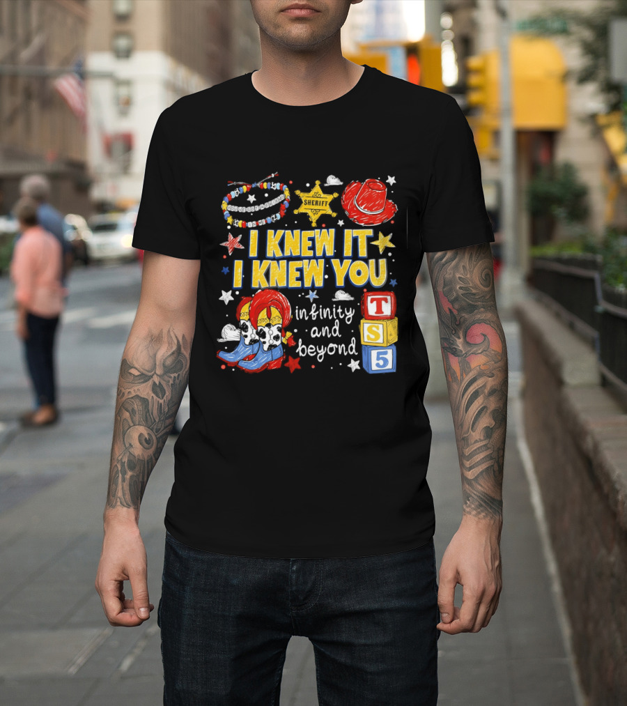 Sheriff Toy Story Cowboy Boots Infinity Blocks Badge I Knew It I Knew You T-Shirt