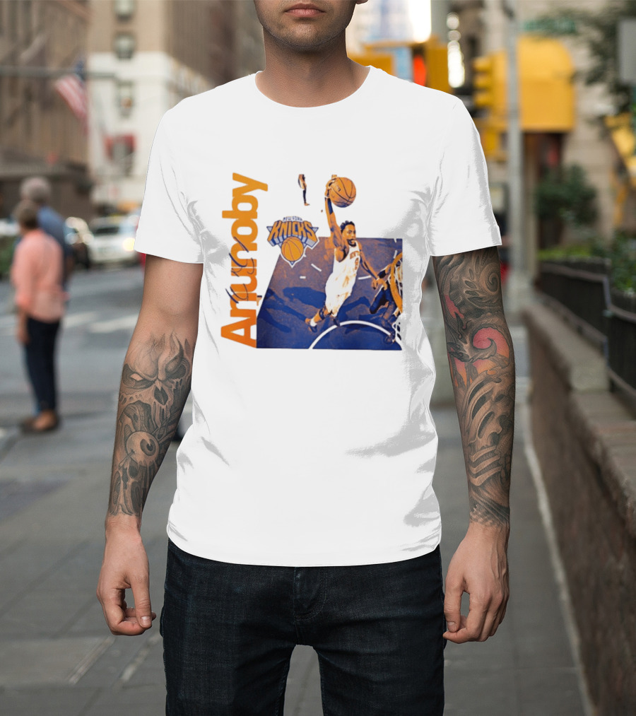 New York Knicks OG Anunoby Player Hype Dunking Action Scene T-Shirt