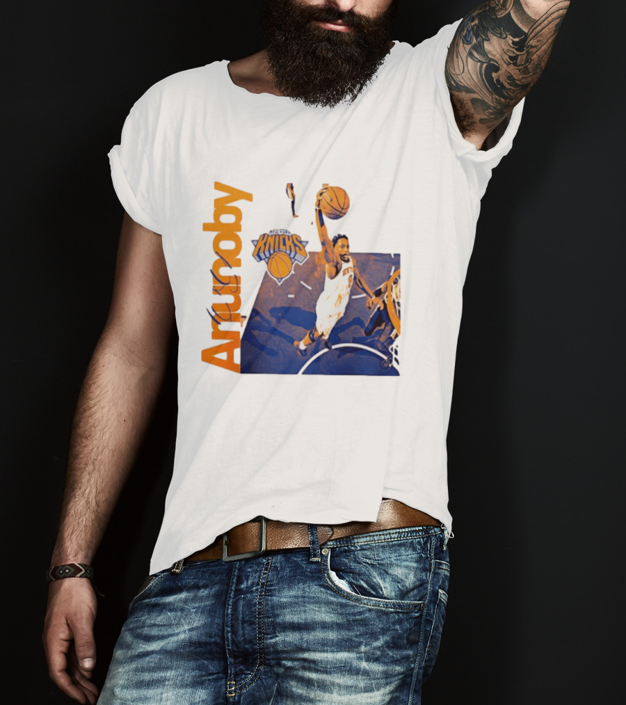 New York Knicks OG Anunoby Player Hype Dunking Action Scene T-Shirt