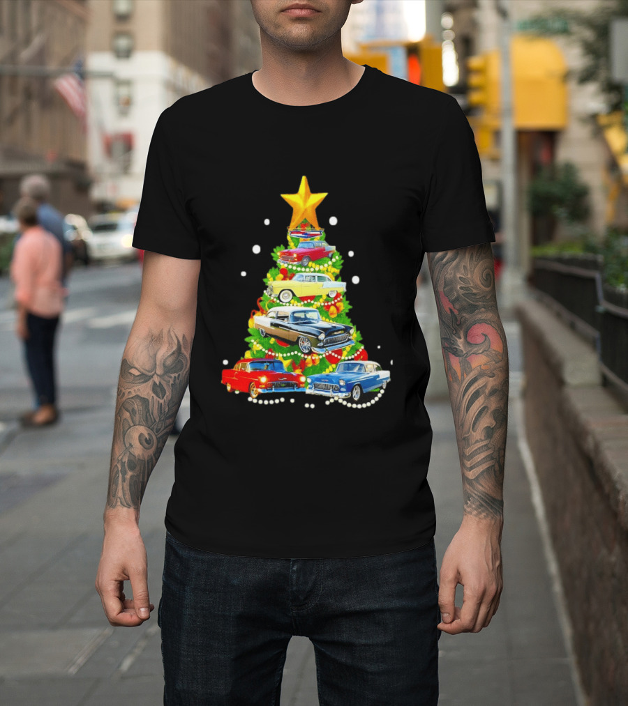 1955 Chevy Christmas Tree Holiday Vintage Car Enthusiasts T-Shirt