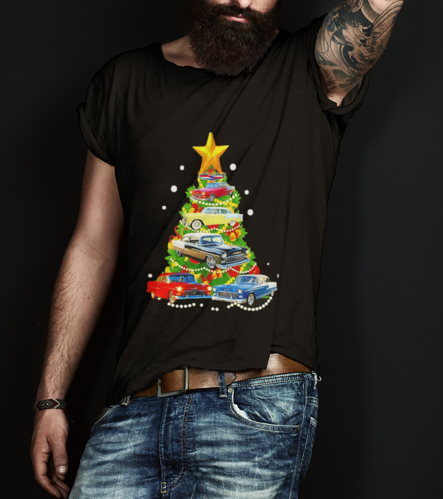 1955 Chevy Christmas Tree Holiday Vintage Car Enthusiasts T-Shirt