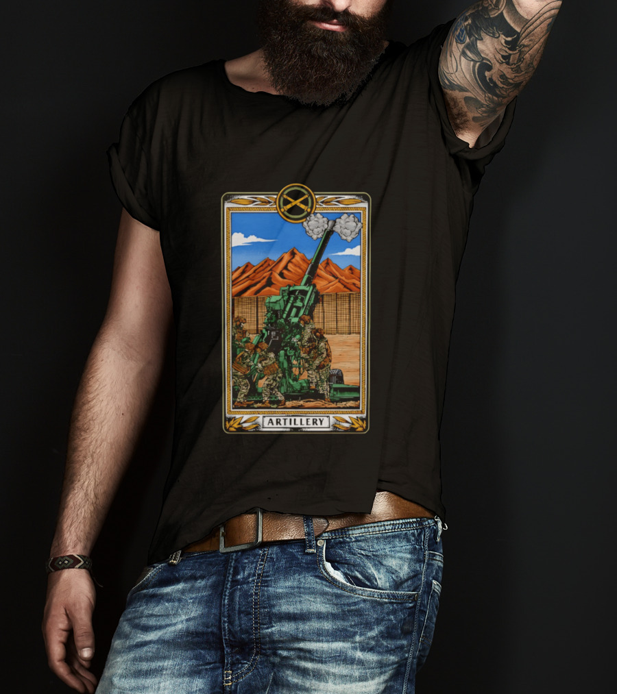 Artillery Cannon With Soldiers In Action Military Tableau T-Shirt