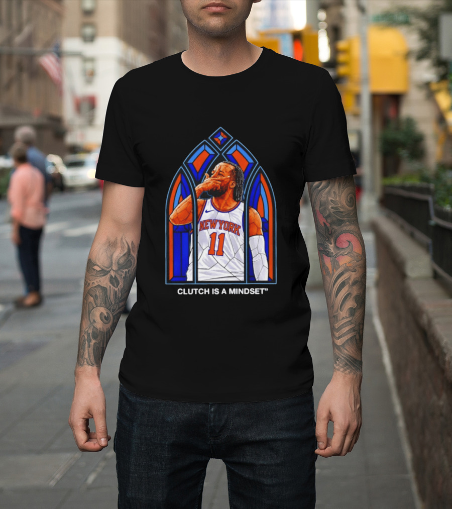 New York Knicks Jalen Brunson Number 11 Clutch Is A Mindset Stained Glass T-Shirt