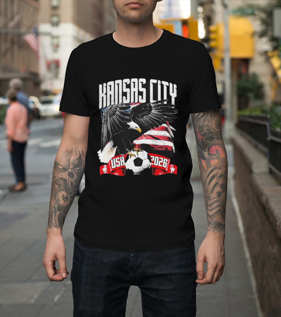Kansas City USA 2026 Bald Eagle American Flag Soccer Ball T-Shirt