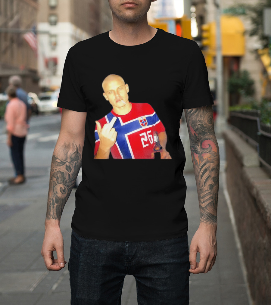 Erling Haaland Norway National Football Team 26 Middle Finger Gesture Jersey T-Shirt
