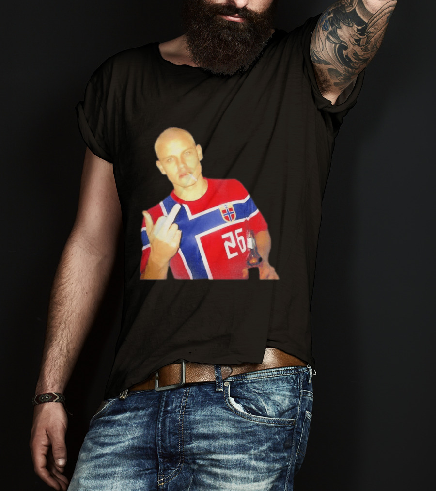 Erling Haaland Norway National Football Team 26 Middle Finger Gesture Jersey T-Shirt