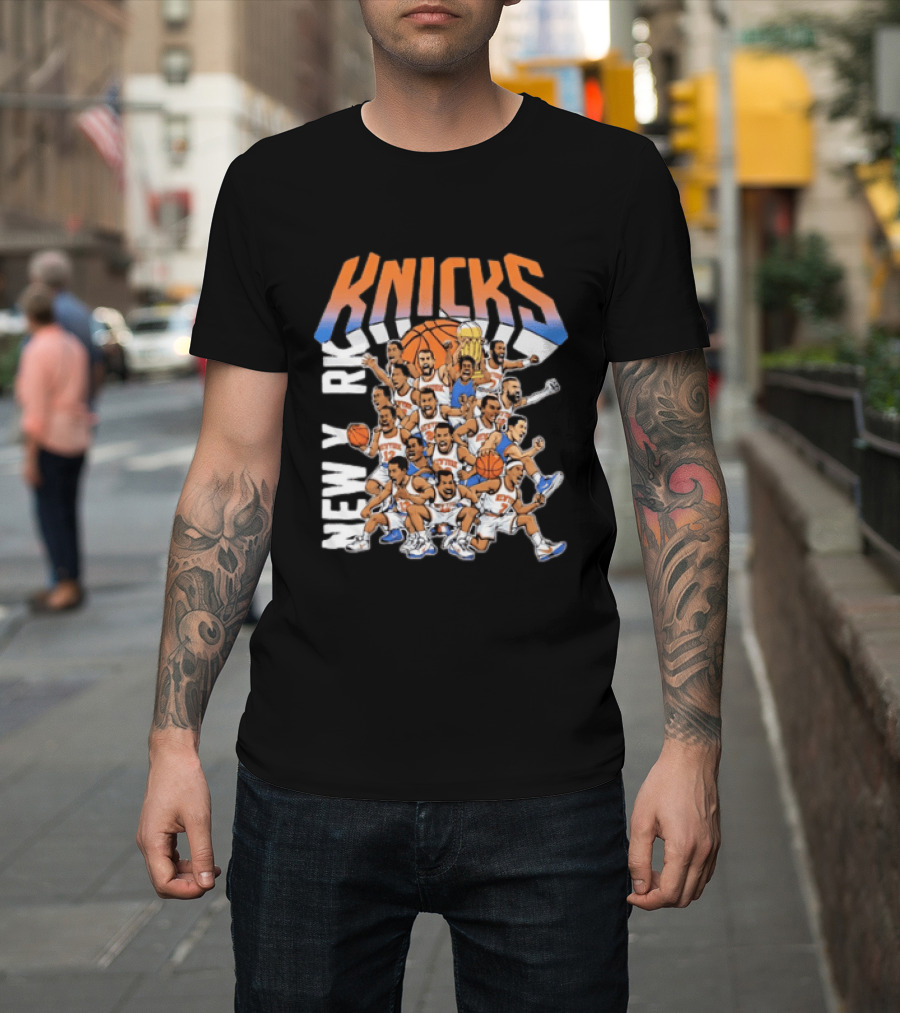 New York Knicks Comic Style Team Collage Basketball Players T-Shirt